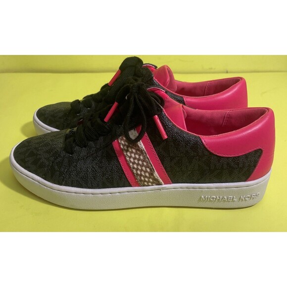 MICHAEL Michael Kors KEATON Mini MK Logo Side-Striped Sneakers Shoes 6M - Picture 2 of 5